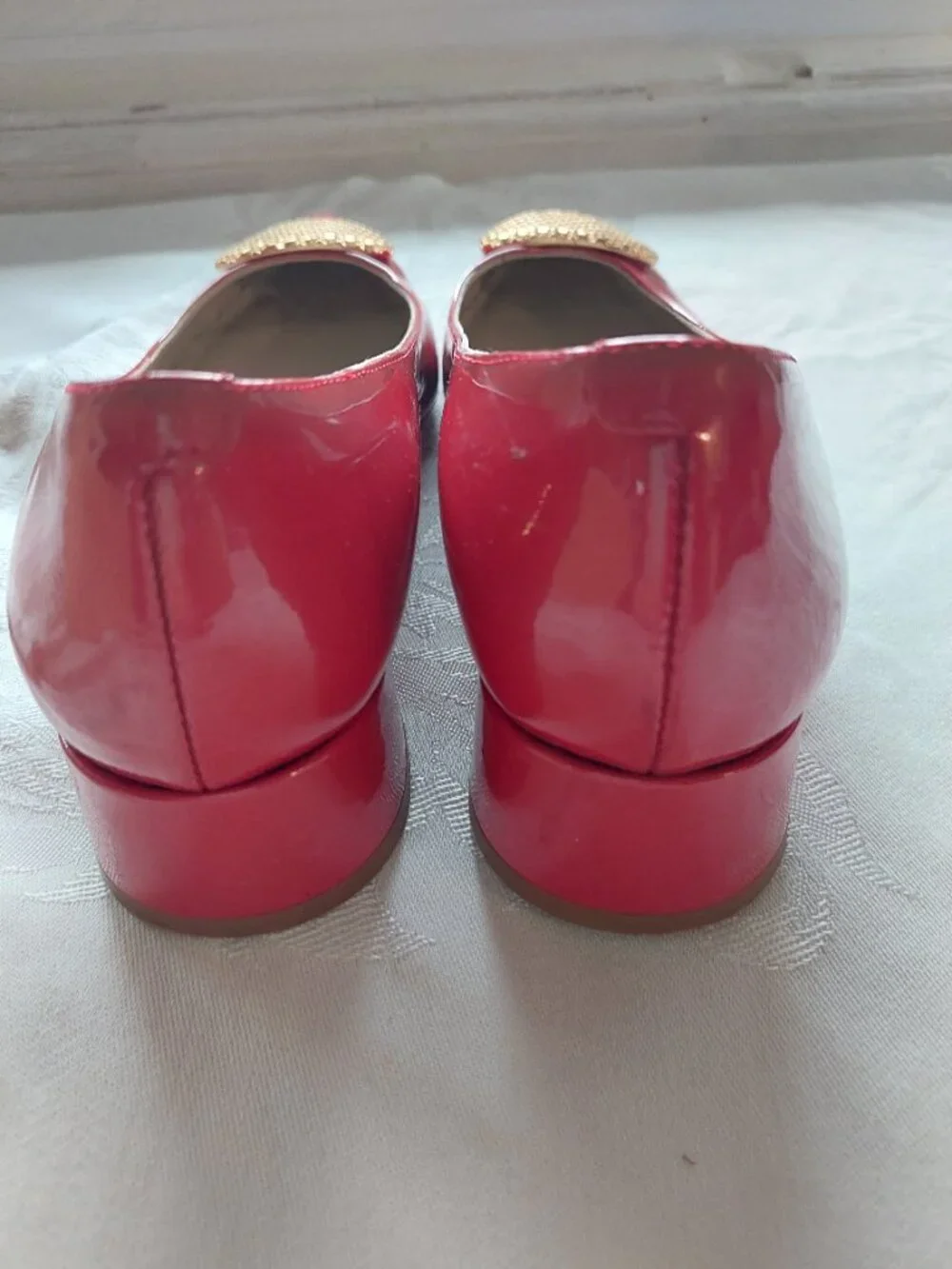 Amalfi By Rangoni Women's 9 PILLOW FEEL red patent leather ballet flats Italy - Picture 4 of 9